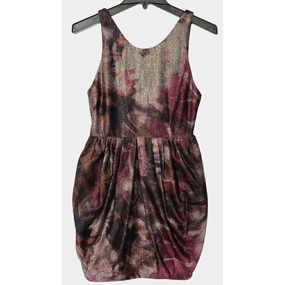 Alice + Olivia Purple Metallic Bubble Hem Marie Tulip Cocktail Prom Dress - Picture 4 of 15